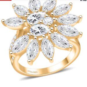 Lustro Stella Finest CZ Ring in 14K Yellow Gold Over Sterling Silver